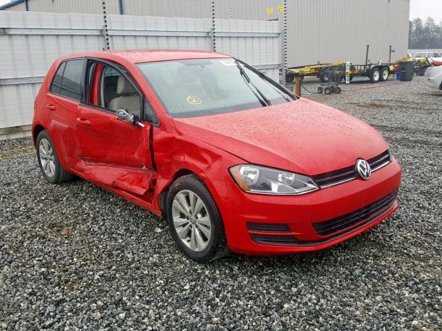 3VW2A7AU0FM085330 - 2015 VOLKSWAGEN GOLF TDI RED photo 1