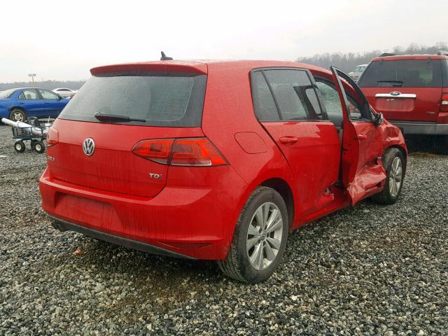 3VW2A7AU0FM085330 - 2015 VOLKSWAGEN GOLF TDI RED photo 4