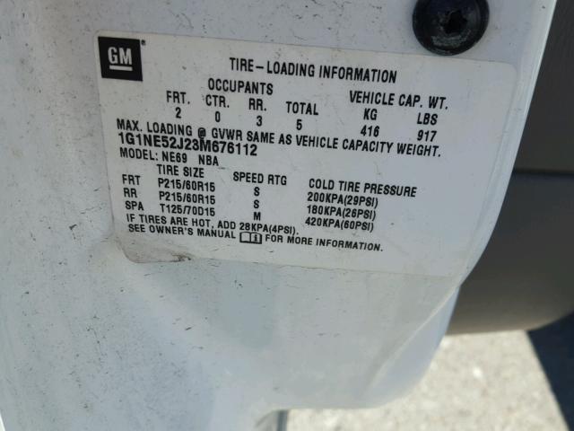 1G1NE52J23M676112 - 2003 CHEVROLET MALIBU LS 白色 照片 10