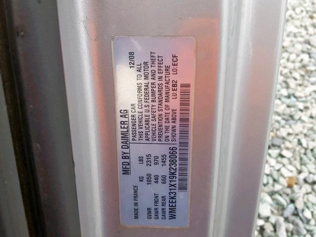 WMEEK31X19K238066 - 2009 SMART FORTWO PAS წითელი ფოტო 10