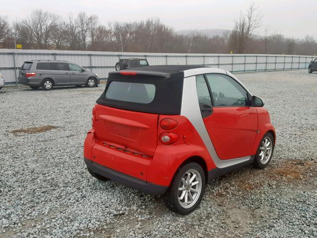 WMEEK31X19K238066 - 2009 SMART FORTWO PAS წითელი ფოტო 4