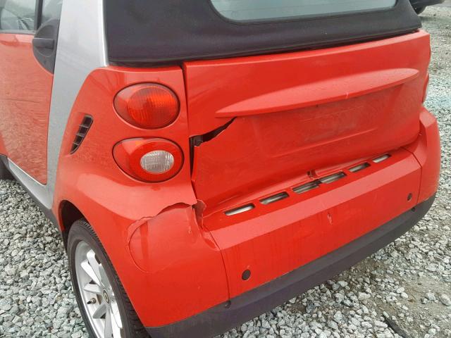WMEEK31X19K238066 - 2009 SMART FORTWO PAS წითელი ფოტო 9