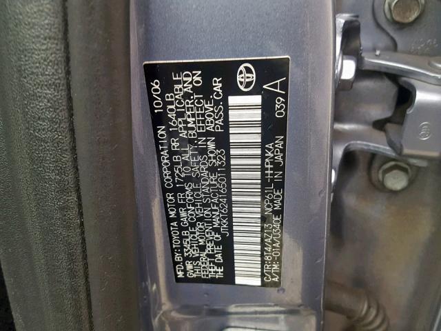 JTKKT624165011323 - 2006 TOYOTA SCION XA BLUE photo 10