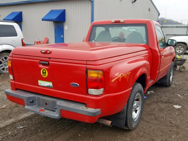 1FTYR10C2XPB34907 - 1999 FORD RANGER RED photo 4