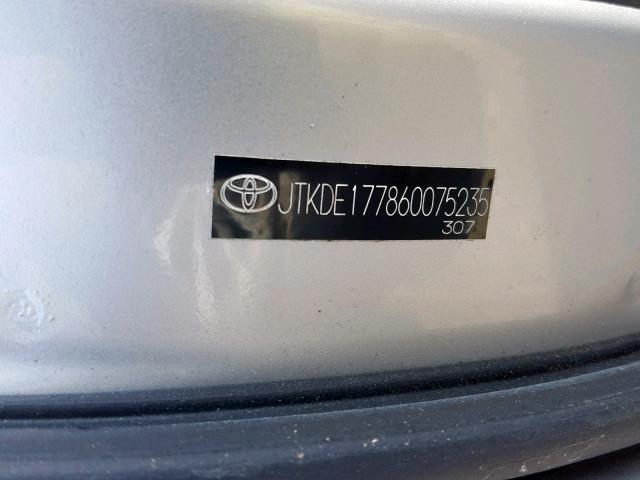 JTKDE177860075235 - 2006 TOYOTA SCION TC ვერცხლისფერი ფოტო 10