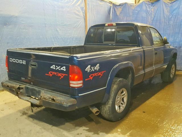 1B7GG32NX2S674071 - 2002 DODGE DAKOTA SPO BLUE photo 4