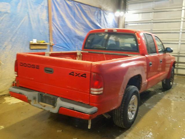 1B7HG2AN71S313251 - 2001 DODGE DAKOTA QUA RED photo 4