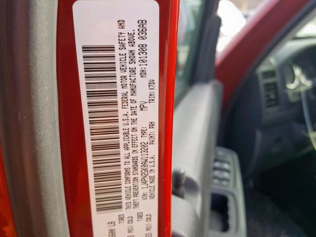 1J4PN2GK0AW113202 - 2010 JEEP LIBERTY SP RED photo 10