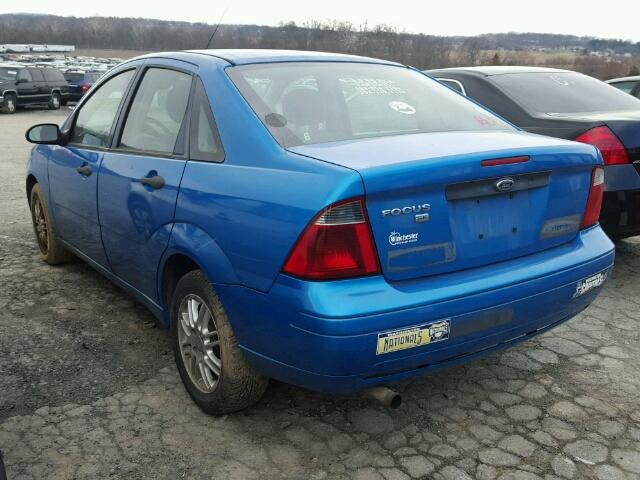 1FAHP34N67W145529 - 2007 FORD FOCUS ZX4 BLUE photo 3