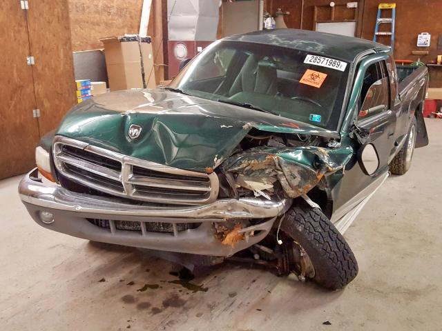 1B7GG22X4WS713951 - 1998 DODGE DAKOTA GREEN photo 2