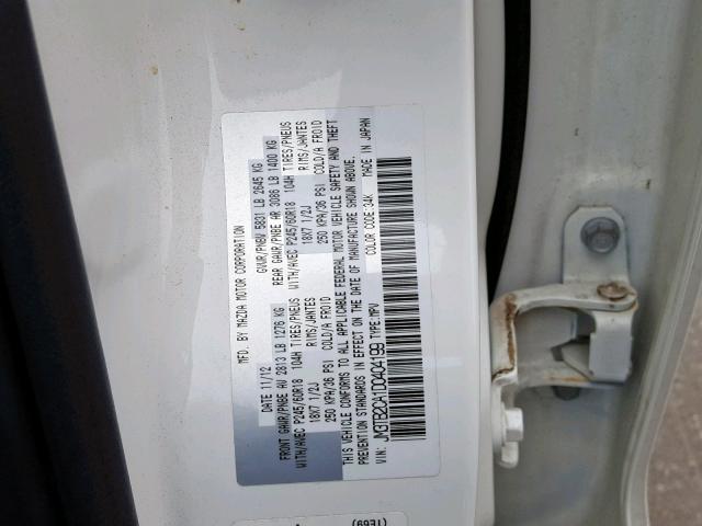 JM3TB2CA1D0404199 - 2013 MAZDA CX-9 WHITE photo 10