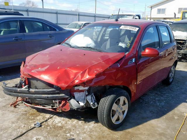 KL1TD66E19B609761 - 2009 CHEVROLET AVEO LS RED photo 2