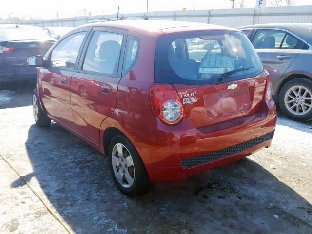 KL1TD66E19B609761 - 2009 CHEVROLET AVEO LS RED photo 3