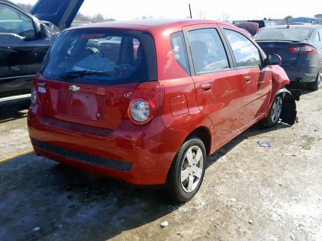 KL1TD66E19B609761 - 2009 CHEVROLET AVEO LS RED photo 4