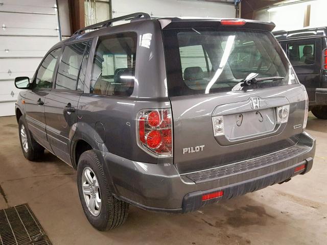 2HKYF18167H522956 - 2007 HONDA PILOT LX GRAY photo 3