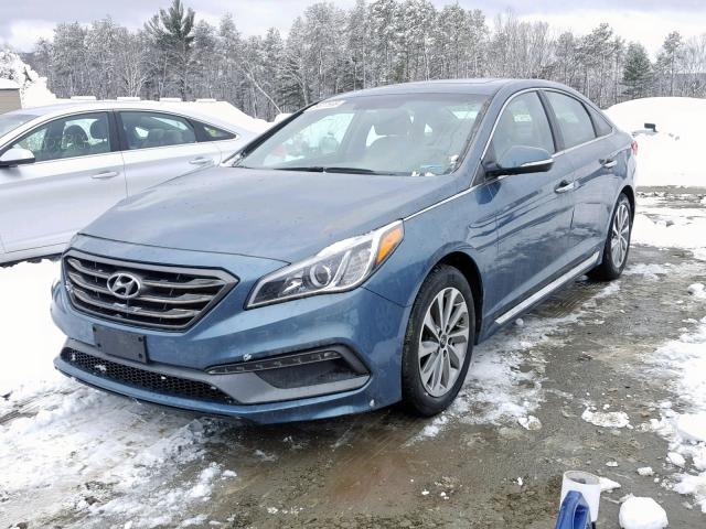 5NPE34AF1HH462234 - 2017 HYUNDAI SONATA SPO BLUE photo 2