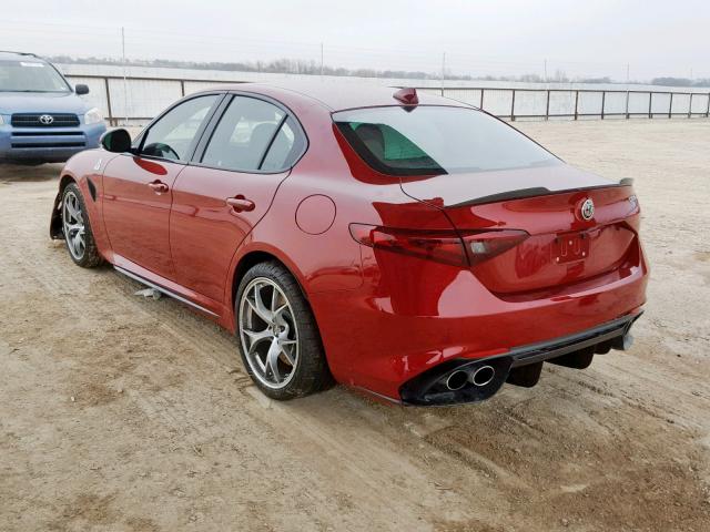 ZARFAEAV7J7590016 - 2018 ALFA ROMEO GIULIA QUA RED photo 3