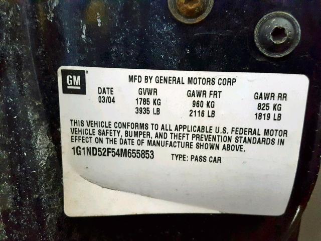 1G1ND52F54M655853 - 2004 CHEVROLET CLASSIC BLUE photo 10