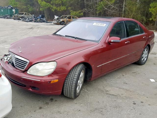 WDBNG75J11A209463 - 2001 MERCEDES-BENZ S 500 MAROON photo 2