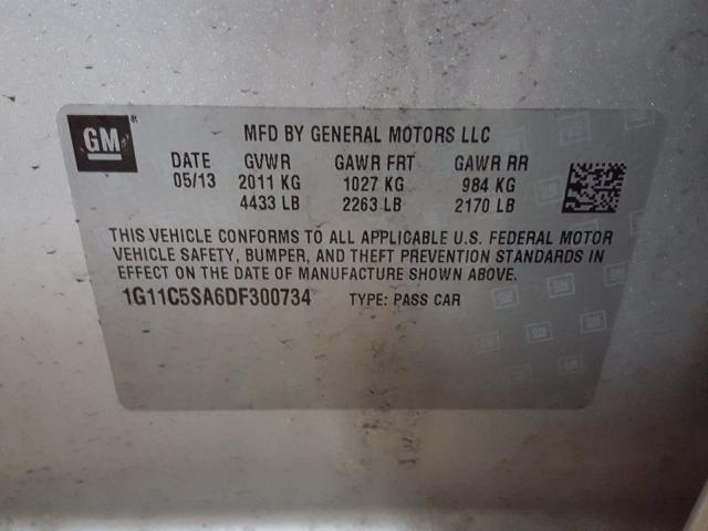 1G11C5SA6DF300734 - 2013 CHEVROLET MALIBU 1LT  照片 10