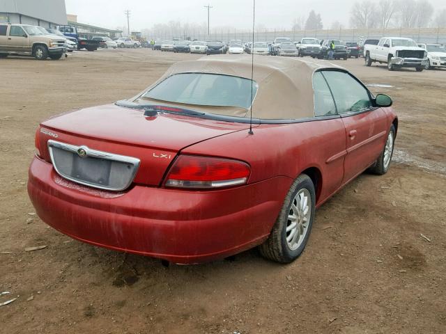 1C3EL55T33N594625 - 2003 CHRYSLER SEBRING LX RED photo 4