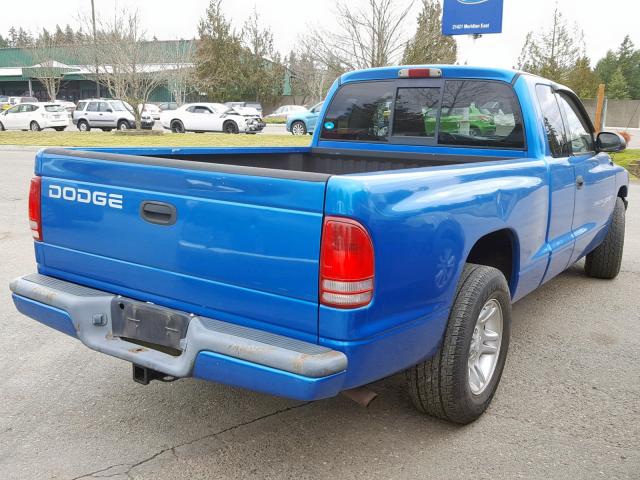 1B7GL22X51S184062 - 2001 DODGE DAKOTA BLUE photo 4