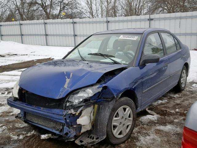 2HGES16335H585300 - 2005 HONDA CIVIC DX V BLUE photo 2