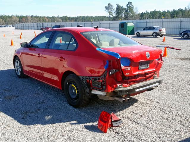 3VWLL7AJ0BM068705 - 2011 VOLKSWAGEN JETTA TDI RED photo 3