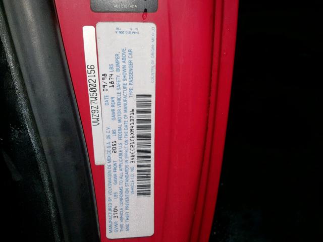 3VWCC21C6XM413716 - 1999 VOLKSWAGEN NEW BEETLE Rot Foto 10