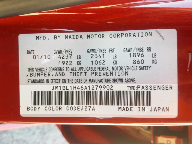 JM1BL1H46A1279902 - 2010 MAZDA SPEED 3 WHITE photo 10