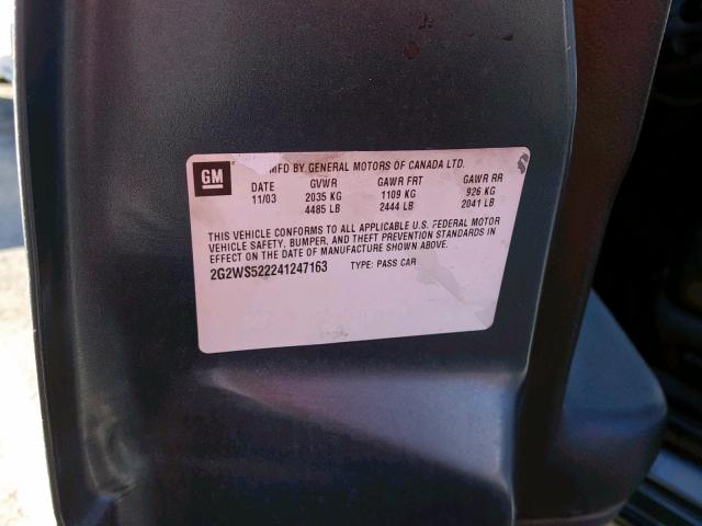 2G2WS522241247163 - 2004 PONTIAC GRAND PRIX GRAY photo 10