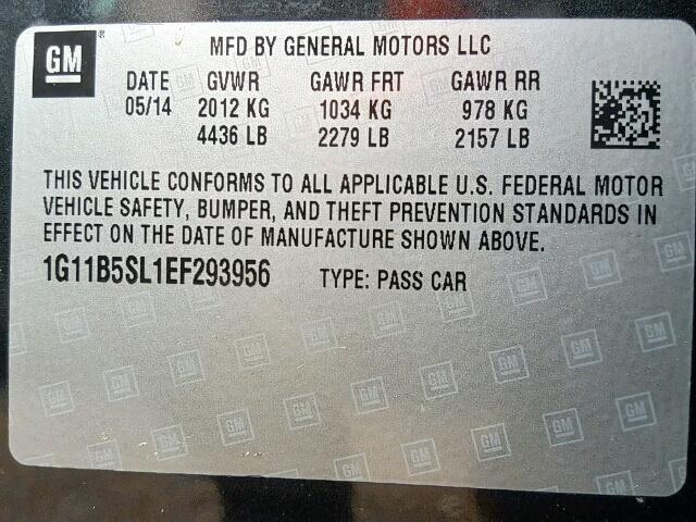 1G11B5SL1EF293956 - 2014 CHEVROLET MALIBU LS GRAY photo 10