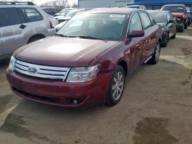 1FAHP27W68G170148 - 2008 FORD TAURUS SEL BURGUNDY photo 2