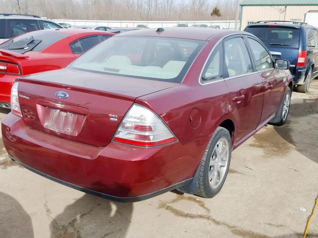 1FAHP27W68G170148 - 2008 FORD TAURUS SEL BURGUNDY photo 4