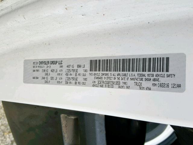 3C6TRVDG6FE501859 - 2015 RAM PROMASTER 白色 照片 10