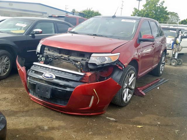 2FMDK3AK0DBC02656 - 2013 FORD EDGE SPORT RED photo 2