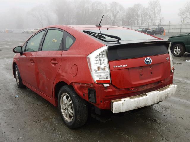 JTDKN3DU0B0284631 - 2011 TOYOTA PRIUS RED photo 3