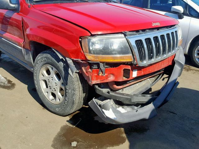 1J4GW48S9YC156634 - 2000 JEEP GRAND CHER RED photo 9