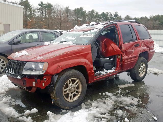 1J4GW48S64C232899 - 2004 JEEP GRAND CHER RED photo 2