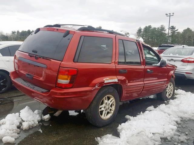 1J4GW48S64C232899 - 2004 JEEP GRAND CHER RED photo 4