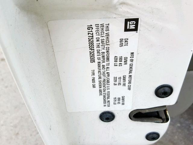 1G1ZT52855F329305 - 2005 CHEVROLET MALIBU LS WHITE photo 10