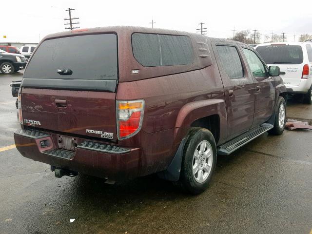 2HJYK16497H516601 - 2007 HONDA RIDGELINE MAROON photo 4