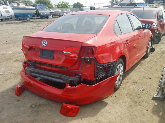 3VW2K7AJ3EM232323 - 2014 VOLKSWAGEN JETTA BASE RED photo 4