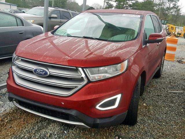 2FMTK3J9XFBB70567 - 2015 FORD EDGE SEL RED photo 2