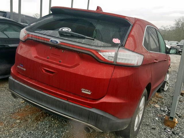 2FMTK3J9XFBB70567 - 2015 FORD EDGE SEL RED photo 4