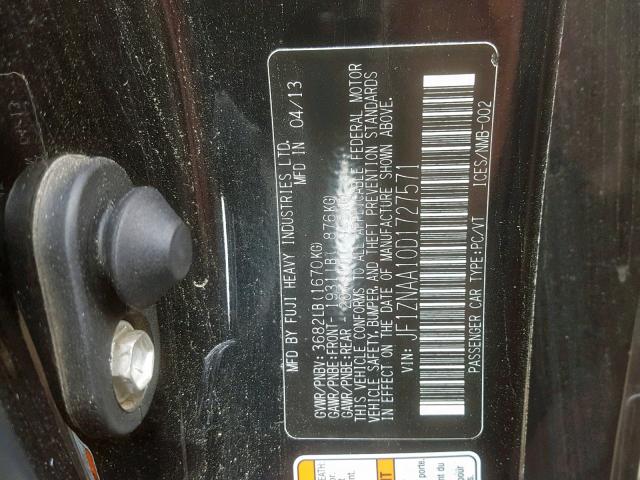 JF1ZNAA10D1727571 - 2013 TOYOTA SCION FR-S BLACK photo 10