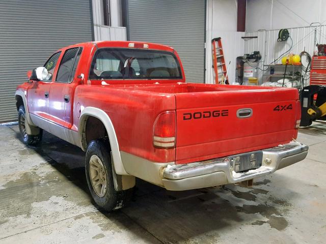 1B7GG2AN61S124506 - 2001 DODGE DAKOTA QUA RED photo 3