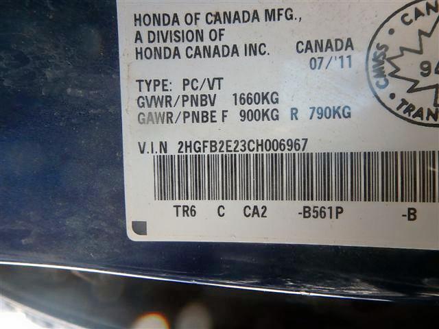 2HGFB2E23CH006967 - 2012 HONDA CIVIC DX BLUE photo 9