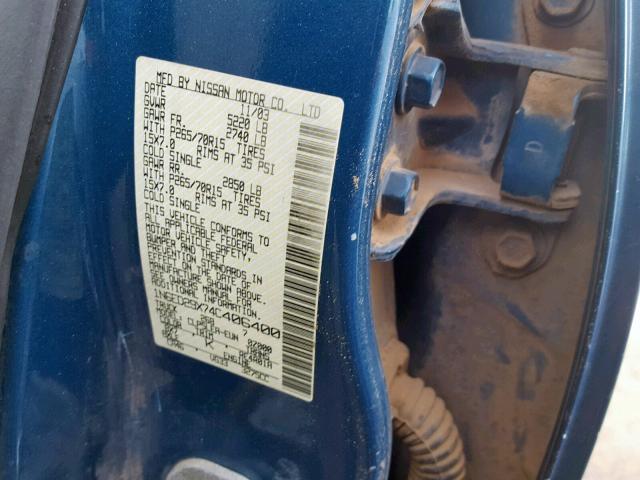 1N6ED29X74C406400 - 2004 NISSAN FRONTIER C BLUE photo 10