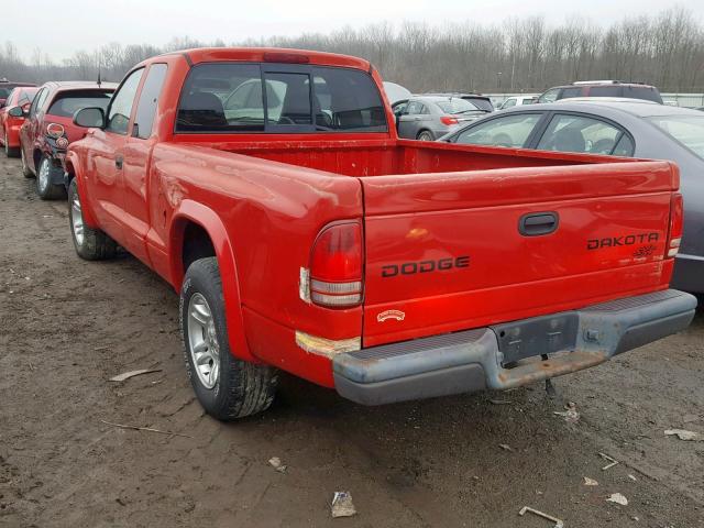 1D7HL12XX3S133793 - 2003 DODGE DAKOTA SXT RED photo 3